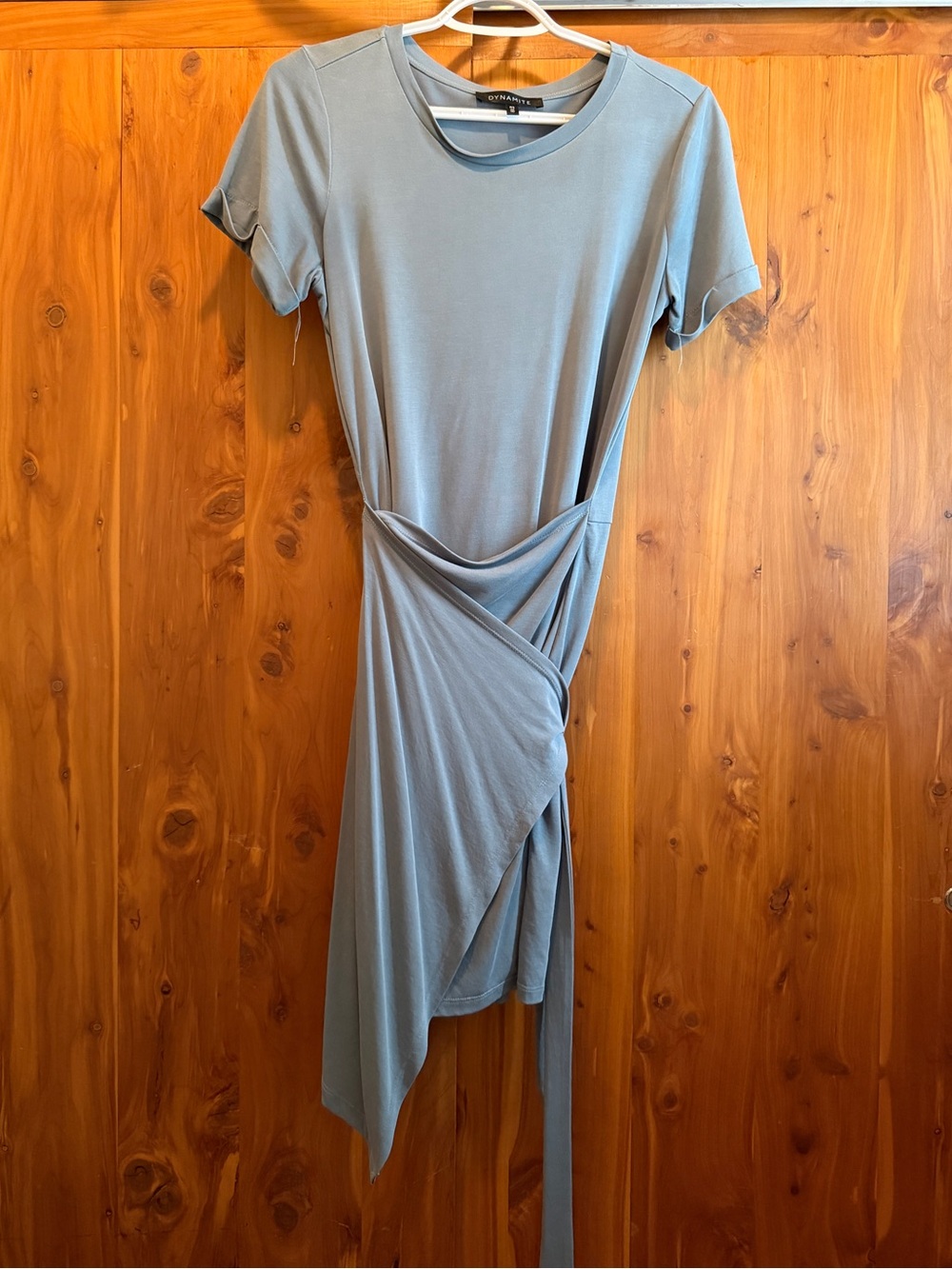 Dynamite Slate Blue Wrap Dress